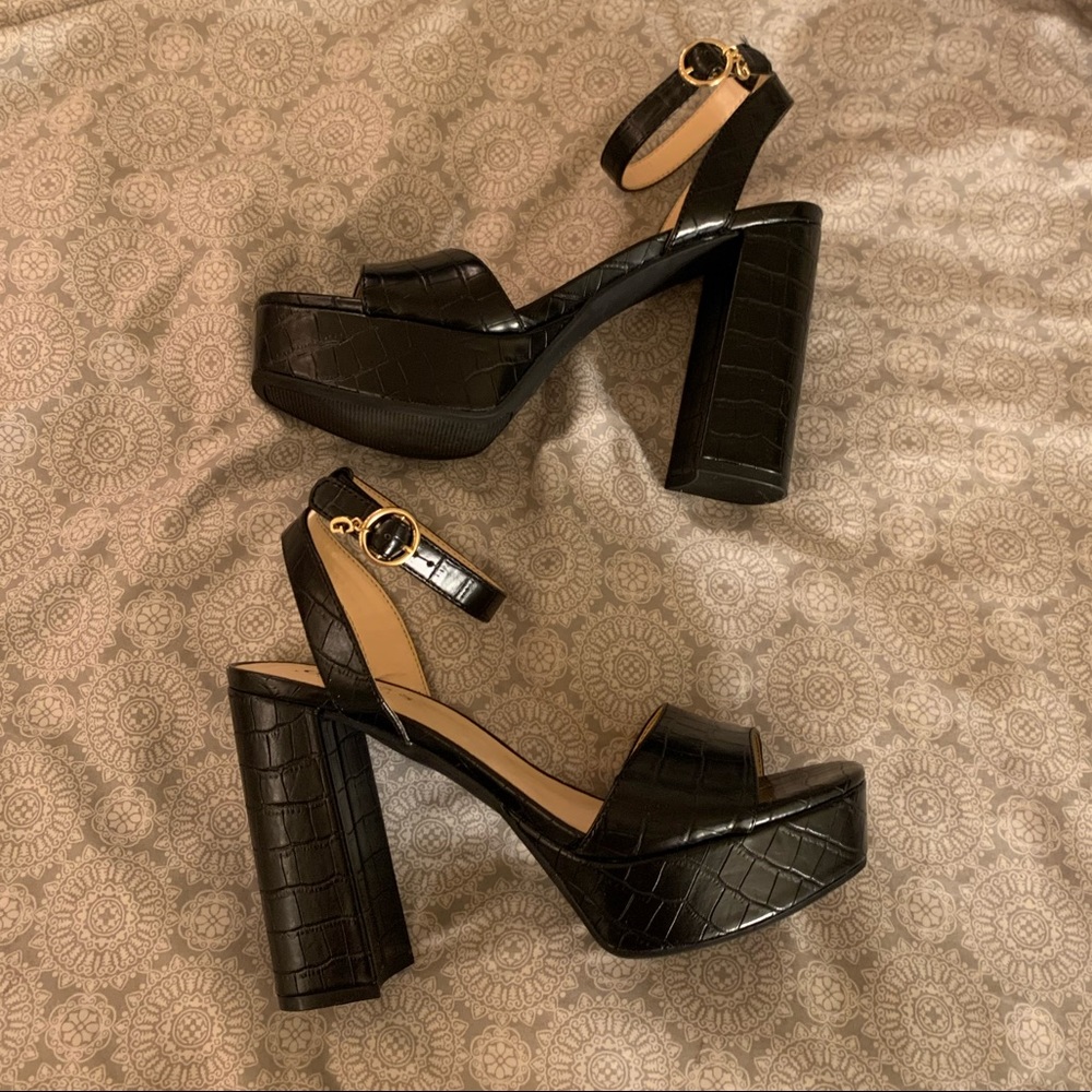 Guess Black Croc Heels